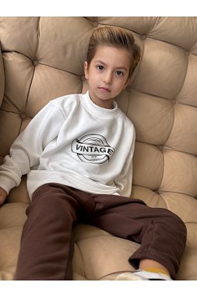 ست بالاتنه و پائین تنه قهوه ای بچه گانه بافتنی barin kids - کد 892370866