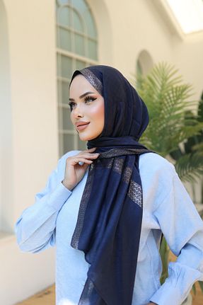 شال سرمه ای زنانه ابریشم Arwella - کد 891243867
