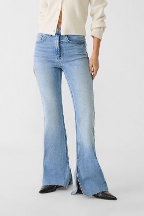 شلوار جین نارنجی زنانه پاچه اسپانیولی Stradivarius - کد 891373996