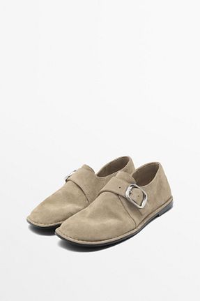 کفش لوفر بژ زنانه چرم خالص Massimo Dutti - کد 892367438