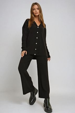 ست بالاتنه و پائین تنه مشکی زنانه بافتنی VAGGON - کد 891395820