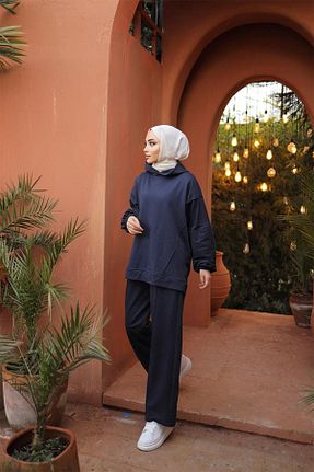 ست بالاتنه و پائین تنه حجاب سرمه ای زنانه رگولار BurcuFashion - کد 896756648