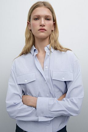 بلوز آبی زنانه ساده Massimo Dutti - کد 892466820