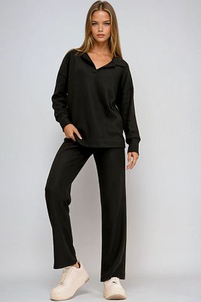ست بالاتنه و پائین تنه مشکی زنانه بافتنی VAGGON - کد 891393890