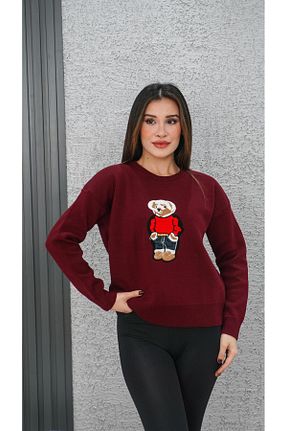 پلیور زرشکی زنانه ساده Neva Wear - کد 891403234
