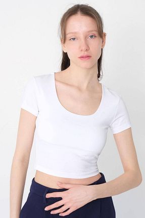 بلوز سفید زنانه ساده Addax - کد 676533097