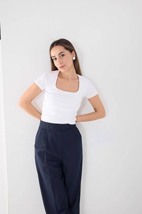 تیشرت سفید زنانه رگولار Addax - کد 804360694