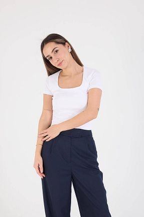 تیشرت سفید زنانه رگولار Addax - کد 804360694
