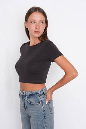 تیشرت طوسی زنانه رگولار Addax - کد 764056677