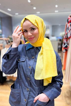 شال زرد زنانه پنبه ای Armine - کد 818676538