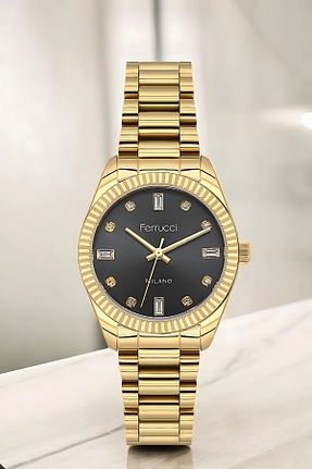 ساعت مچی طلائی زنانه 36-40 میلی متر Ferrucci - کد 879017987