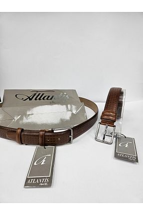 کمربند سرمه ای مردانه چرم خالص Atlantis Collection - کد 891444270