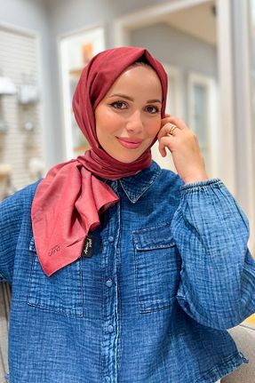 شال زرشکی زنانه پنبه ای Armine - کد 855986546