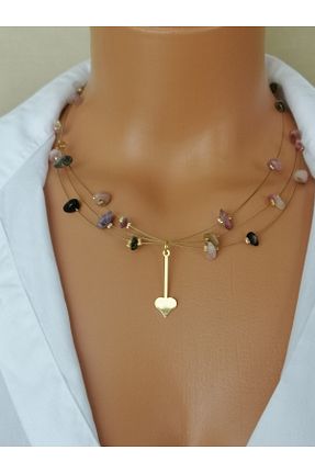 گردنبند جواهر زرد زنانه مس LemaStone - کد 891520460