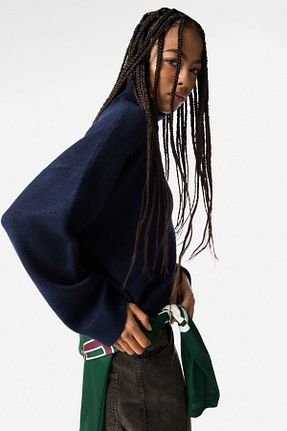 پلیور سرمه ای زنانه ساده Pull & Bear - کد 889939063