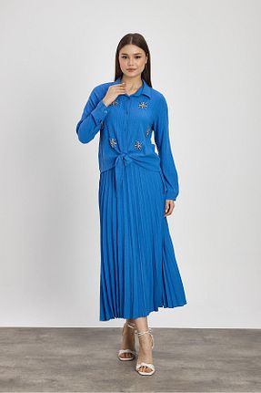 ست بالاتنه و پائین تنه سرمه ای زنانه بافتنی Rays - کد 891760207