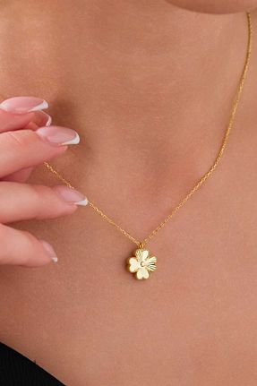گردنبند نقره طلائی زنانه 14 عیار AcestesDesign - کد 892441316