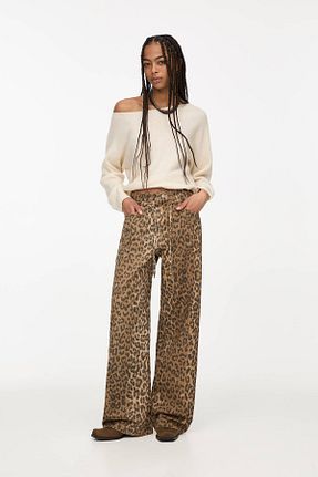 شلوار قهوه ای زنانه پنبه ای Pull & Bear - کد 889939410