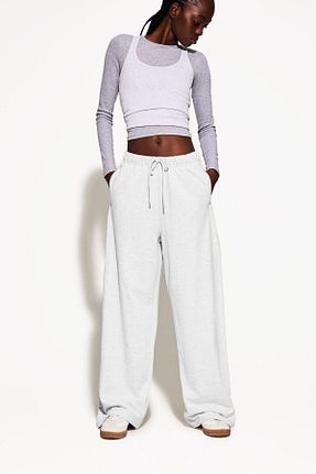 شلوار طوسی زنانه پنبه ای Bershka - کد 891540115