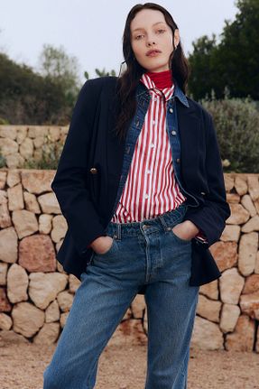 شلوار جین آبی زنانه پاچه لوله تفنگی H&M - کد 891558495