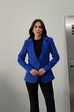 کت بلیزر آبی زنانه بافتنی msm fashion - کد 891603819