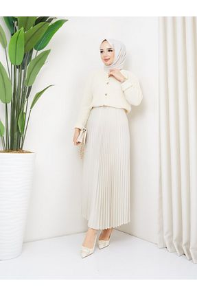 دامن بژ زنانه پارچه ALYAM BUTİK - کد 891629934