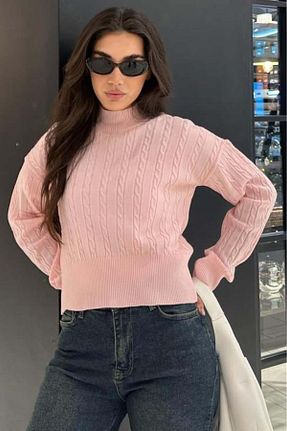پلیور صورتی زنانه ساده Madmext - کد 891701787