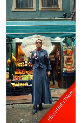 ست بالاتنه و پائین تنه حجاب آبی زنانه کلوش Molly Nelly - کد 890421706