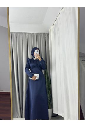 لباس مجلسی حجاب سرمه ای زنانه یقه ایستاده MOOLİSA - کد 816331283