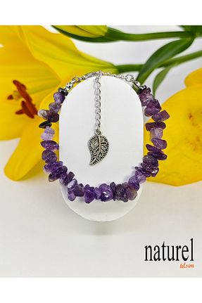 دستبند جواهر بنفش زنانه سنگ طبیعی Naturel Tılsım - کد 850382875