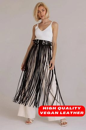 دامن مشکی زنانه چرم مصنوعی Angels Passion - کد 453693244