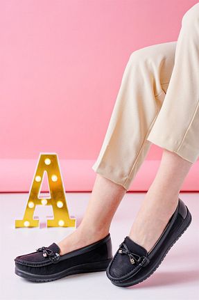 کفش پاشنه بلند پر مشکی زنانه پاشنه کوتاه (1 - 4 سانتی متر) Aymood - کد 269268595