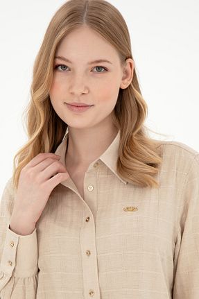 پیراهن بژ زنانه یقه پیراهنی U.S. Polo Assn. - کد 891742414