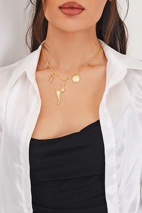 گردنبند جواهر طلائی زنانه رودیوم PİNKMARK - کد 891744253