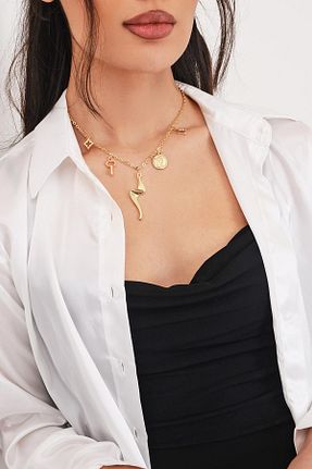 گردنبند جواهر طلائی زنانه رودیوم PİNKMARK - کد 891744253