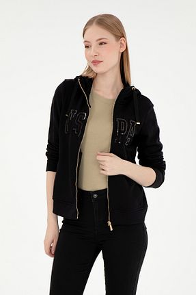 سوئیشرت مشکی زنانه ساده U.S. Polo Assn. - کد 891748239