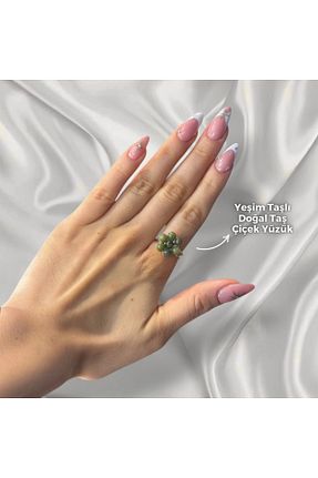 انگشتر جواهر سبز زنانه سنگ طبیعی Elifsu Jewelry - کد 891734442