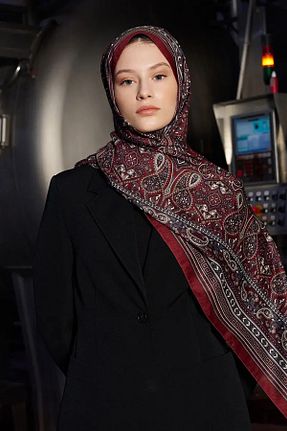 شال زرشکی زنانه پلی استر Madame Polo - کد 891756002