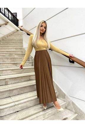 دامن قهوه ای زنانه پنبه پلی استر Amorti - کد 891773338