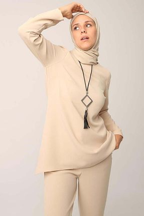ست بالاتنه و پائین تنه حجاب بژ زنانه رگولار ALLDAY - کد 650060076