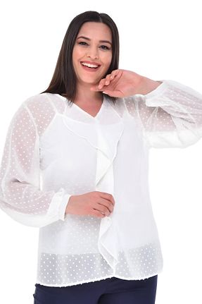 بلوز سایز بزرگ سفید زنانه سایز بزرگ Hanezza - کد 289024202