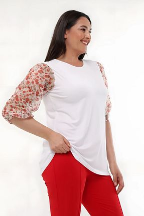 بلوز سایز بزرگ سفید زنانه سایز بزرگ Hanezza - کد 44351666