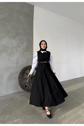 ست بالاتنه و پائین تنه حجاب مشکی زنانه رگولار Miraydın Butik - کد 890569188