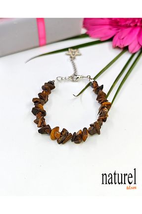 دستبند جواهر قهوه ای زنانه سنگ طبیعی Naturel Tılsım - کد 289575425