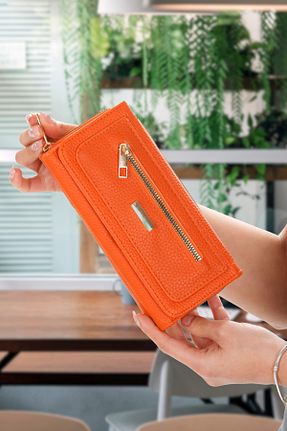 کیف پول نارنجی زنانه سایز متوسط Adelina Bags - کد 881790543