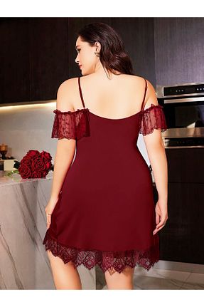 لباس شب سایز بزرگ زرشکی زنانه ساده Viselya - کد 893263846