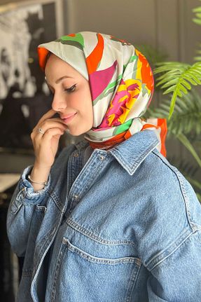 روسری رنگی کرپ ساتن ابریشم Armine - کد 801458170