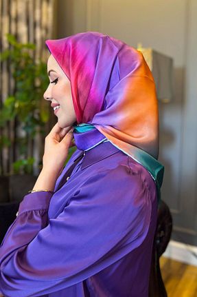 روسری رنگی کرپ ساتن ابریشم Armine - کد 801451706