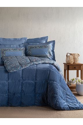ست لحاف و روکش لحاف و روکش بالش دو نفره آبی پنبه ای BED LİNE - کد 891962836