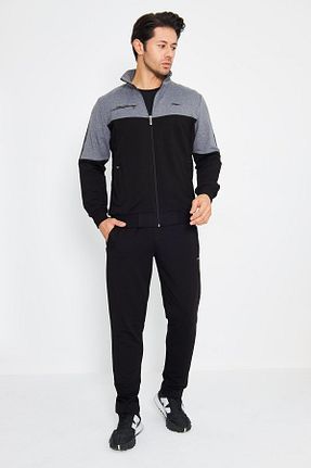 ست گرمکن سایز بزرگ مشکی مردانه پنبه ای TRENDHİLL - کد 169805936